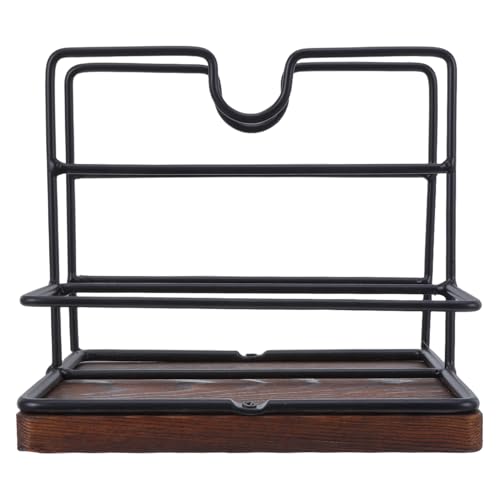 Gatuida Porte-Serviettes de Table en Bois Finition Profond Brun Organiseur Rustique pour Serviettes en Papier avec Distributeur de Sel et Poivre Support Compact Cuisine et Salle à