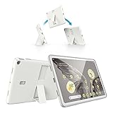 Speck Google Pixel Tablet 2024 Case and Stand - Full Back, Thin, Scratch Resistant, Drop Protection & Adjustable Kickstand - Works with Google Pixel Charging Speaker Dock - White & Silver StandyShell