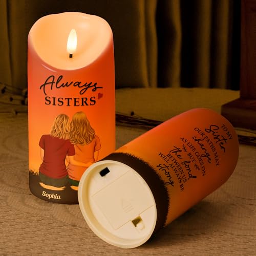 Image of Macorner Personalized LED Candle Chirstmas Sister Birthday Gifts, Sister Gifts from Sister, Gifts for Sister, Soul Sister, Friendship Gifts for Women, The Bond Between Us Will Always Be Strong