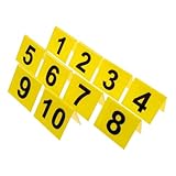 TOYANDONA 10 piezas Marcadores de Números para Mesa Reutilizables Acrílico con Base Señales Multifunción para Restaurantes y Eventos Color Dorado con Negro