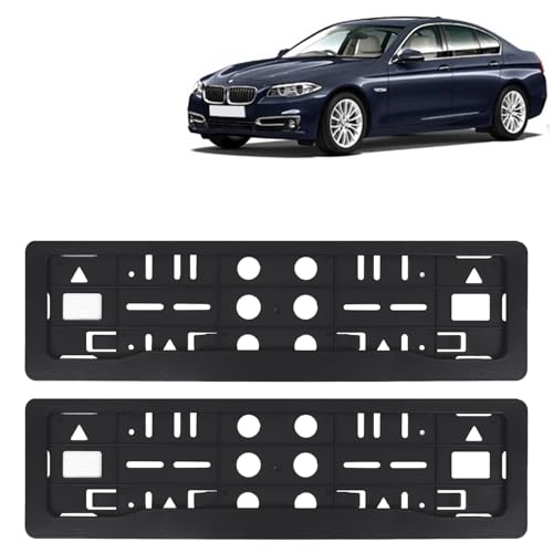 Image of KINGSWAY 5 Series Car Number Plate Frames for All 2015 to 2018 Models of B-MM-W Car Registration Plate Holders, Black Licence Plate Covers (Front and Rear), Universal Size 51.5 x 14.5 cm