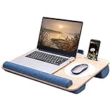 Rentlivラップデスク-持ち運び便利な膝上テーブル、マウスパット付き、滑り止め付パッドき、ペン/タブレット/スマートフォン用スタンド付き、17インチのノートパソコンに対応可能-ブルー Lap Desk Blue