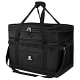 キャンプ バッグ ソフトコンテナ ギアコンテナ ギアケース 大型 大容量 拡張できるサイズ 自立 仕切り板付き PU底部 ショルダーベルト付き ツールボックス キャンプ アウトドア お釣り 収納ブックス (Black)
