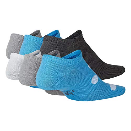 Nike Girl`s Everyday Lightweight Graphic No Show Socks 6 Pack (Blue(SK0068-901)/Grey/White, Medium)2