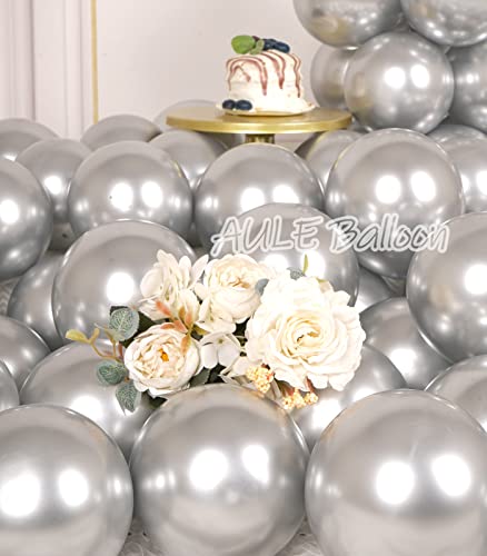 Aule Metallic Silver Balloons 5 Inch 50 Pcs Silver Latex Balloons Chrome Helium Shiny Thicken Balloon Perfect Party Decoration For Wedding Birthday Baby Shower Graduation Christmas Carnival #TOP3