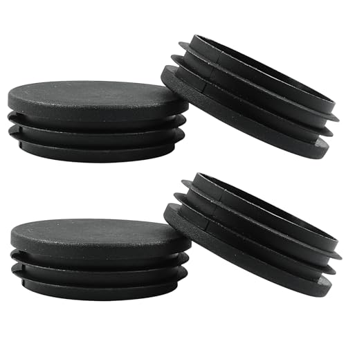 Bonsicoky 4 Pack 3 Inch (76mm) Round Plastic Hole Plugs, Black Pipe Tubing End Cap for Round Metal Tube