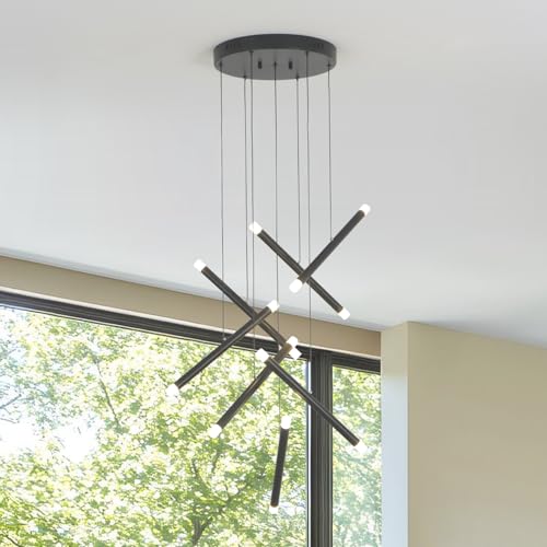umeiluce 14 Lights Black Sputnik Chandelier for Stair Foyer Dining