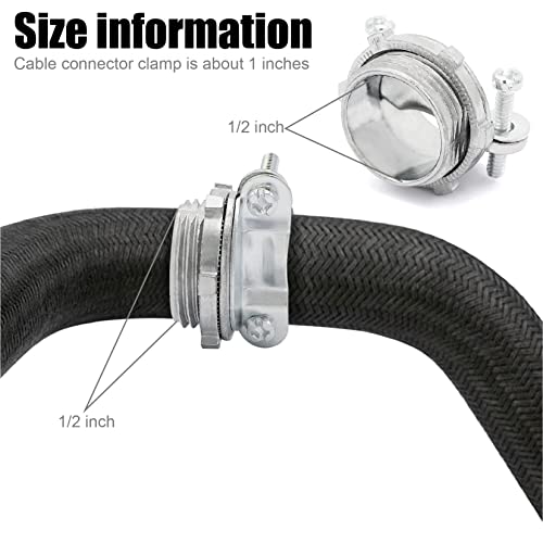 Fuzbaxy 24pcs 1/2Inch Clamp Type Cable Connectors for Metallic Conduit Protect Cables Silver-Zinc by Fuzbaxy - Image 2