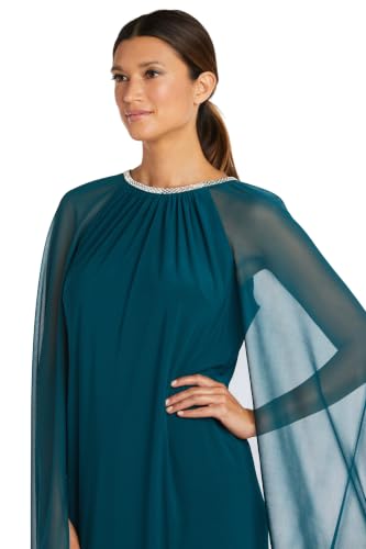 Image of R&M Richards Women's Knee-Length Glitter Sequin Lace Dress W /Sheer Asymmetric Poncho Overlay | Evening Cocktail Attire