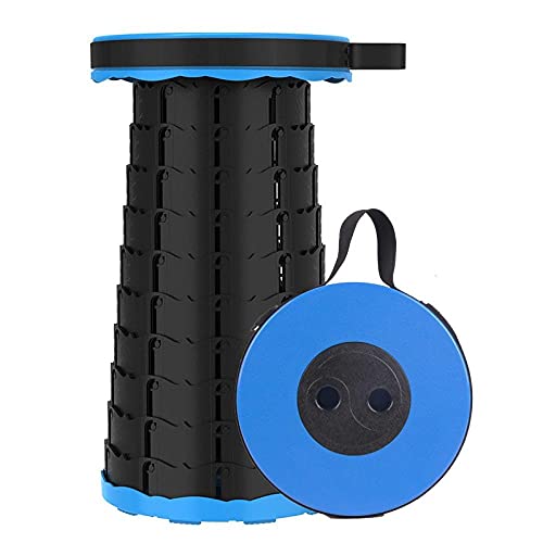 Sgabello telescopico portatile per campeggio, barbecue, pesca, escursionismo, giardinaggio, leggero e pieghevole, sgabello blu (confezione da 5)
