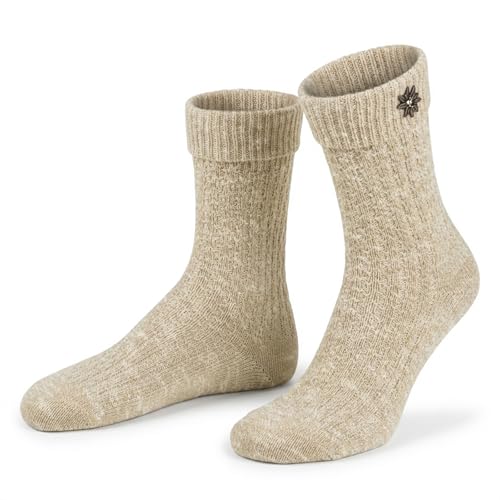 Lusana Trachtensocken Kurz mit Metalledelweiß für Herren und Damen mit Edelweiß Pin | Trachten Socken & Strümpfe für das Oktoberfest Wiesn & festliche Anlässe