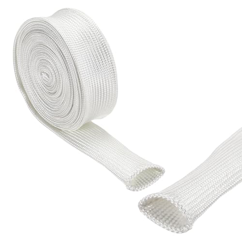 uxcell Insulation Cable Protector,15mm/0.59 Inch-3m/10 Feet High Temp Fiberglass Sleeve White