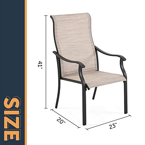 Happatio Patio Dining Chairs Set Of 4, Outdoor Textilene Dining Chairs With High Back, Patio Furniture Chairs With Armrest, Brown Frame (Khaki) #TOP2