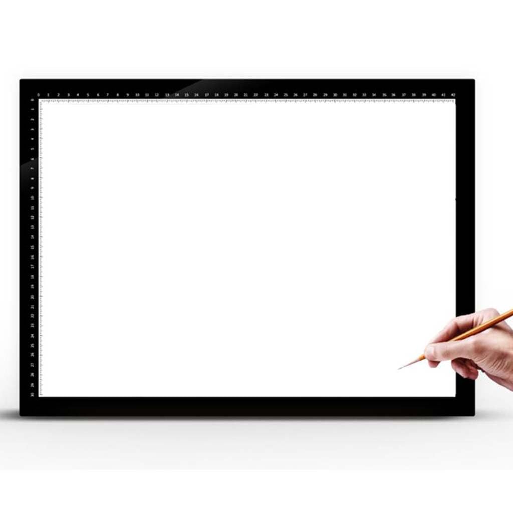 Wmarking UK Tablette Lumineuse, 3 Couleurs Dimmable Ultre-Mince LED Planche À Dessin avec Ligne D'échelle Précise Table Lumineuse Blueprint
