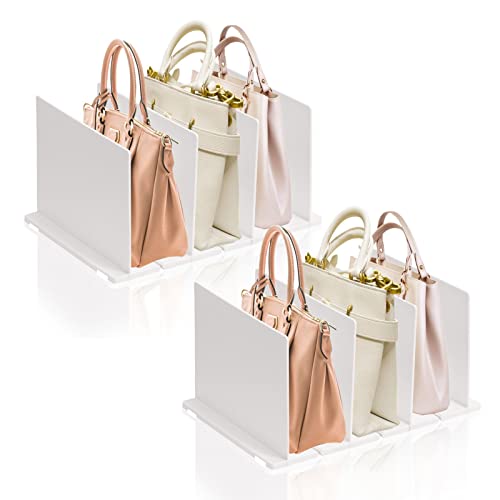 DSVENROLY 2 x Kunststoff-Handtaschen- und Geldbörsen-Organizer für Schrank, Regalteiler für Schrankorganisation, verstellbarer Abstand und abnehmbar, platzsparendes Schrank-Aufbewahrungssystem Cover