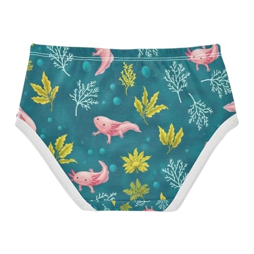 Kids Underwear, Cute Axolotls Toddler Girl Briefs, Girls' Cotton Brief Underwear, 2T–8 Years2