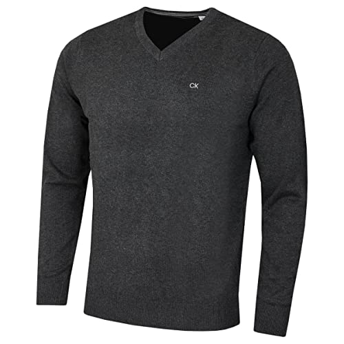 Calvin Klein Men's V-Neck Soft Cotton Easy Care Golf Sweater