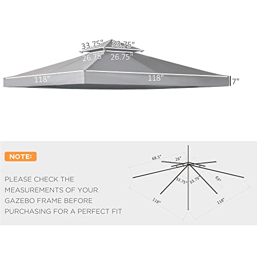 Outsunny Two Tier Gazebo Replacement Canopy Top #TOP29