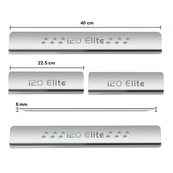 Image of Atteen Smart Door Sill /Foot Step Stainless Steel Plates Compatible with Hyundai I-20 Elite 2018 (Set of 4 Pcs)