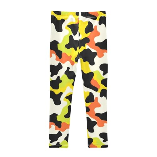 Yellow Green Cow Girls Leggings Soft Stretch Workout Yoga Dance Pants for Kids Casual Tights2