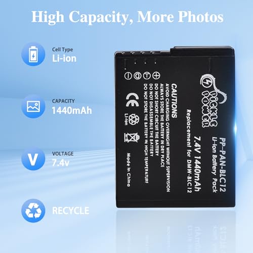 Pickle Power DMW-BLC12 DMW-BLC12PP Battery and Charger for Panasonic Lumix G7 G85 DMC-FZ1000,DC-FZ1000 II, DMC-FZ300, DMC-GH2, DMC-G5, DMC-G6, DMC-GX8, DMC-FZ200, DMC-FZ2500 Cameras - Thumbnail 3