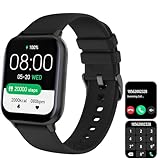 Smart Watch, Touch Screen Smartwatch with Text and Call, Compatible with iPhone and Android, Heart Rate, Blood Oxygen, and Activity Trackers, IP68 Waterproof, for Men and Women(Black)