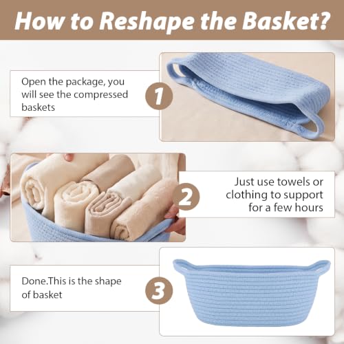 Image of woric Small Baby Boy Gift Basket Woven Rope Basket for Baby Shower Storage