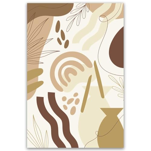 Hexoa Tableau Abstrait Organique Beige Minimaliste - Made in France - 40x60