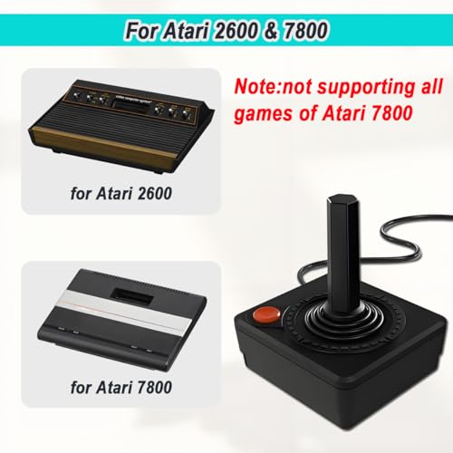 ZHUROUPU Retro Classic 3D Game Joystick for Atari 2600, 9 Pin Wired Wear-Resistant 3D Analog Joystick Game Controller Replacement with Ergonomic Design for Atari 2600 & 7800 Console Systems