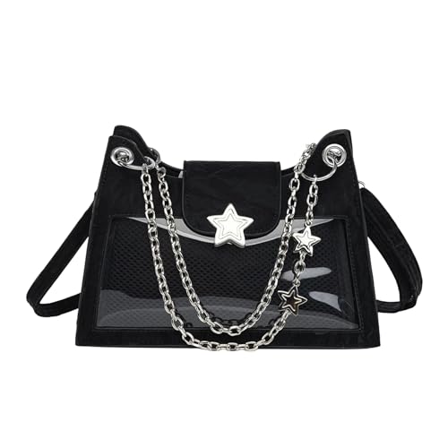 Ita Bag Y2k Goth Halloween Underarmed Ita Bag Crossbody for Women Y2k Emo Pin Purse with Star Chain 2025 Alt Punk Daily