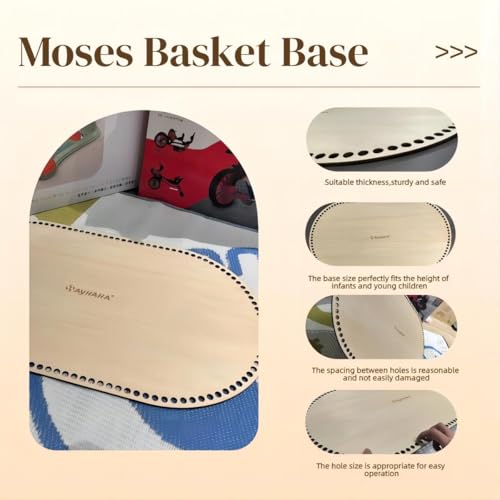 SAYHAHA Large Moses Basket Wood Bottom 27.56 x 15.75 inches,Oval Natural Wood Base Shaper for DIY Crochet or Knitting Weaving Crafts Home Decoration (1PC)