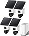 eufyCam S4 4‑Kamera‑Set, kabellose Solar‑Überwachungskamera außen, 3‑Linsen Bullet‑PTZ‑Kamera, 4K UHD, 360° Multi‑Kamera‑Tracking, Auto‑Tracking, 8× Hybridzoom, Farbnachtsicht, 16TB lokaler Speicher