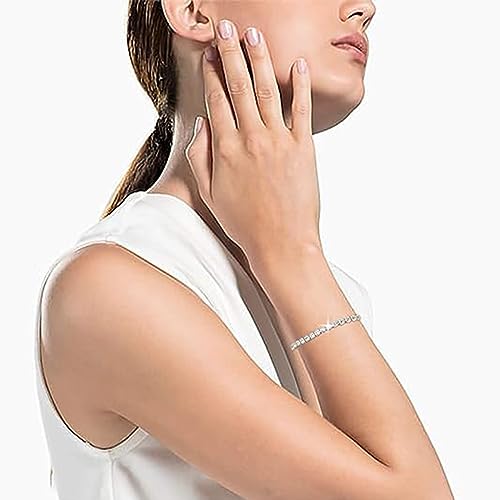 Silver Bracele, Tennis Bracelets for Women White Gold Plated Diamond Classic Adjustable Slider Bracelet Silver Fashion Jewelry Wedding Gift for Women Gifts Women3