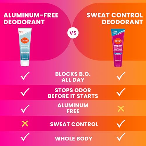 Image of Lume Whole Body Deodorant Plus Sweat Control - Smooth Cream Tube - 72 Hour Odor And Sweat Control - Baking Soda Free, Skin Loving - 3.0 ounce (Pack of 2) (Unscented)