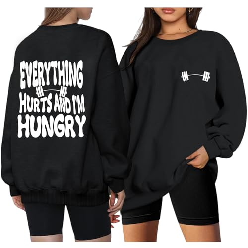 Lytiarul Women’s Oversized Workout Gym Sweatshirt Black L