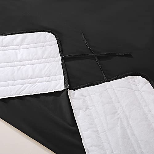 Marquesss Polyester Blended Quilted Bed Skirt With Split Corners Fit For Bed With A Footboard-14 Length Drop,Fade Resistant Dustproof And Wrinkle Resistant Classic Design (Black, Queen) #TOP4