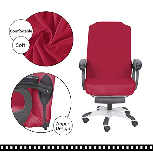 Image of SARAFLORA Red Office Chair Covers Stretch Washable Computer Chair Slipcovers for Universal Rotating Boss Chair Large Size