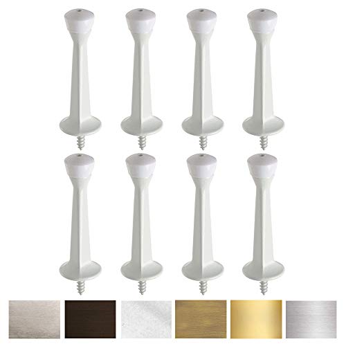 Premium Heavy Duty Door Stoppers for Bottom of Door, Solid Metal Baseboard Mounted Door Stop, Screw-in Baseboard Door Stops for Wall Protection 3" (Solid White, 8 Pack)