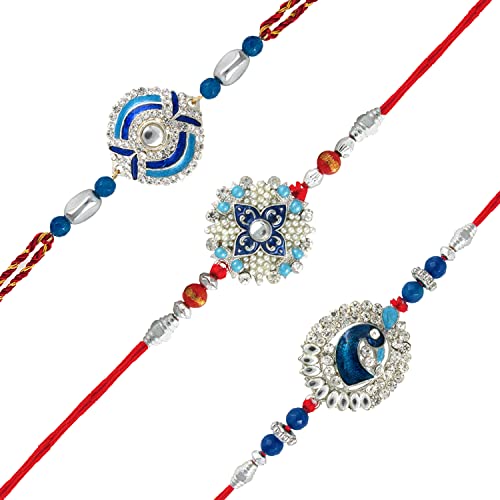 Image of Mahi Combo Set of 7 Beautiful Rakhi for Brother, Bhai, Bhaiya with Meenakari Work (PARCSO1105439PR)