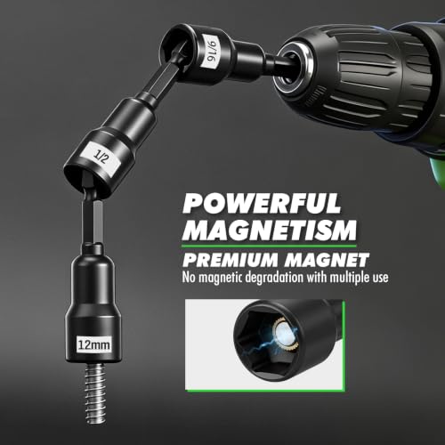 Image of 22-Piece Magnetic Nut Driver Set, Metric & SAE (5-13mm & 3 /16 inch-1 /2 inch), 1 /4 inch Hex Shank Impact Bit Set, Wing Nut Driver Bits, Magnetic Aluminum Storage Rail