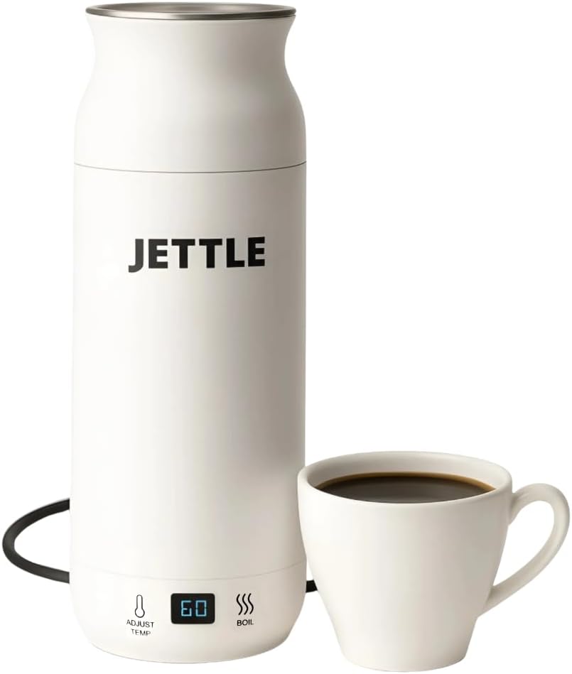 Jettle Electric Kettle - Travel Portable Heater for Coffee Tea Milk Soup - Stainless Steel Travel Water Boiler tea pot with Temperature Control - LED - Automatic Power Off - 450ml - Kitchen Appliance