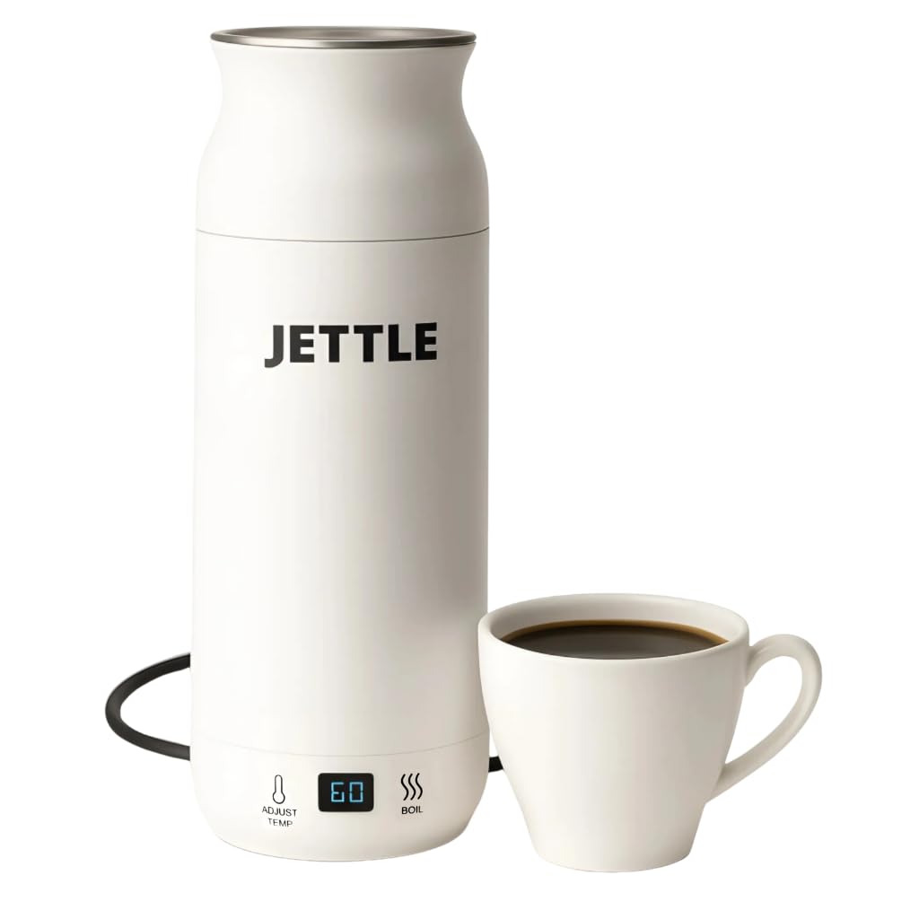 Electric Kettle - Travel Portable Heater for Coffee Tea Milk Soup - Stainless Steel Travel Water Boiler tea pot with Temperature Control - LED - Automatic Power Off - 450ml - Kitchen Appliance