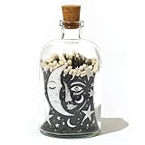 Skeem Celestial Apothecary Match Bottle - Decorative Black Matches in a Bottle with Striker - Celestial Cosmic Home DΓ©cor, Romantic Moon & Stars Theme