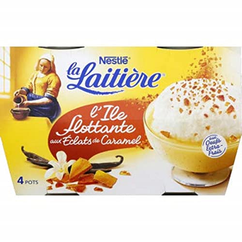La Laitière Ile flottante aux éclats de caramel - Les 4 pots de 100g