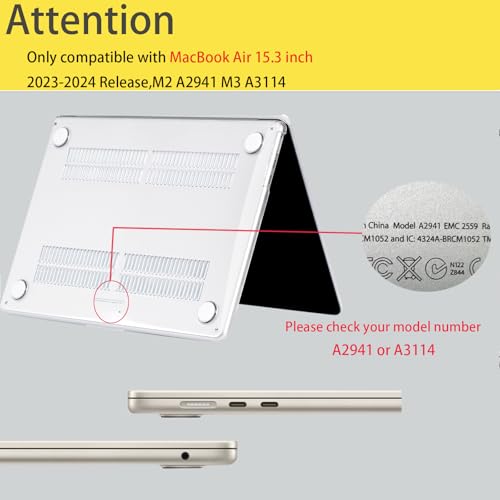 Coque MacBook Air 15 M2 M3 évite les rayures avec coque rigide 15.3 pouces et protège clavier