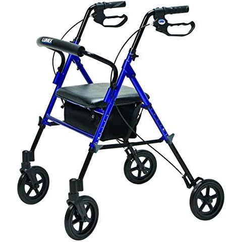 Graham-Field RJ4718B Lumex Set N' Go Wide Rollator Height-Adjustable Walker with Wide Seat, Short and Tall Use, Blue Cover