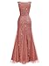 Miusol Women's Elegant V Neck Sleeveless Sequin Lace Evening Party Dress (X-Large, Cinnamon Pink)