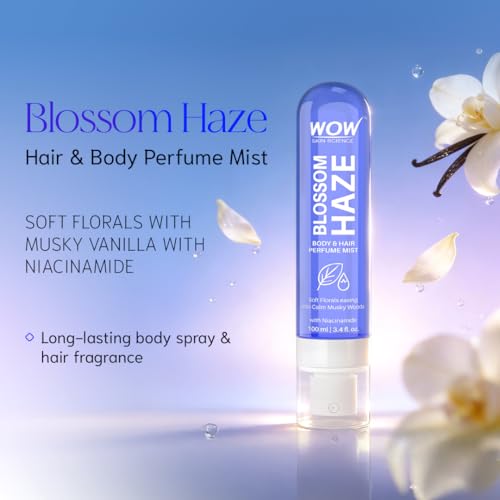 Image of WOW Skin Science Blossom Haze Unisex Body & Hair Perfume Mist | Skin-Close Floral Musk Fragrance with Niacinamide | Lightweight, Long-Lasting Mist for Men & Women | Soft Florals into Calm Musky Woods | 100 ml