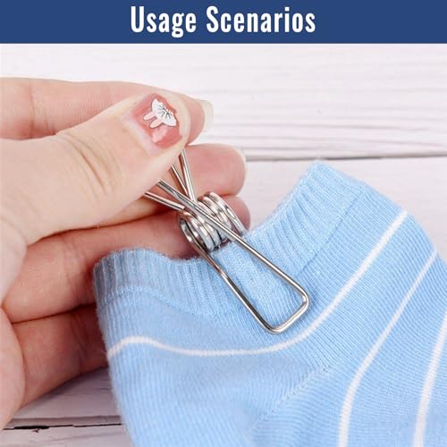 rietegio 70Pack Metal Clothes Pegs Large Washing Line Pegs Stainless Steel Clothes Pegs 5.4cm Strong Pegs for Washing Line Clothes Snack Bags Towels Picture Paper Kitchen Office - Image 6