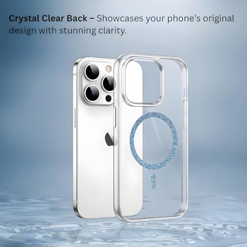 Image of AIBEX Back Cover Case Compatible with iPhone 13 Pro | Glitter Ring Cute Shiny Colorful Bling Case (Compatible with Magsafe) | Transparent PC+TPU Glossy Shiny Cover for Girls & Women - Blue